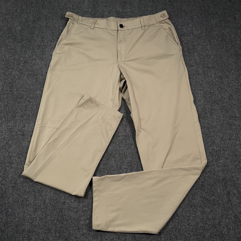 YoungLA 626 Chino Trousers Men 34L Performance Stretch Tan Athleisure Side Cinch
